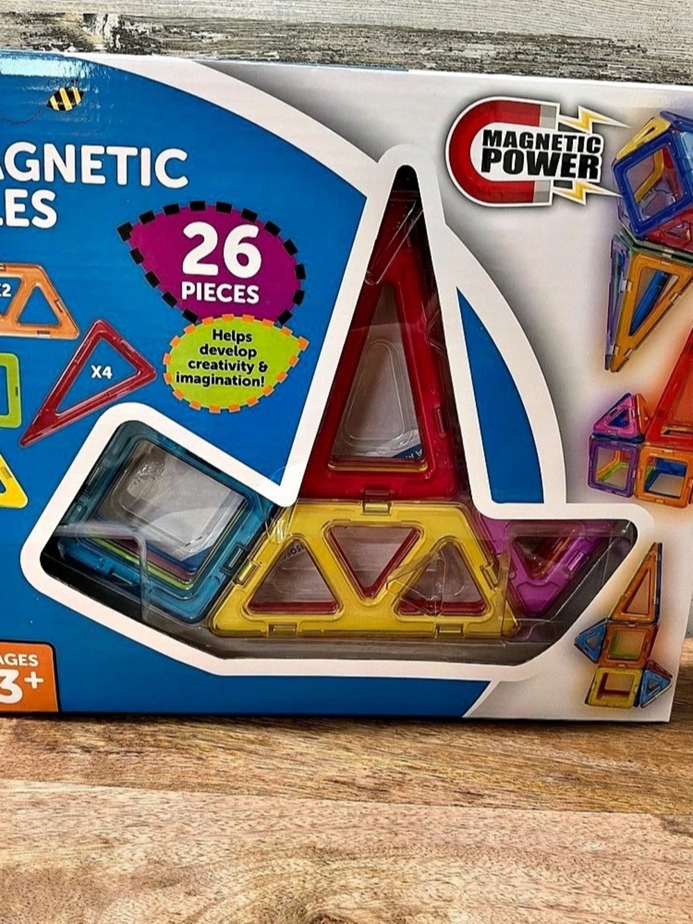 Bee Happy Magnetic Tiles 26-Piece Magnetic Tile Set NWT